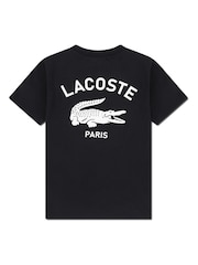 Lacoste Black Graphic Core Logo T-Shirt With Back Print - Image 2 of 2
