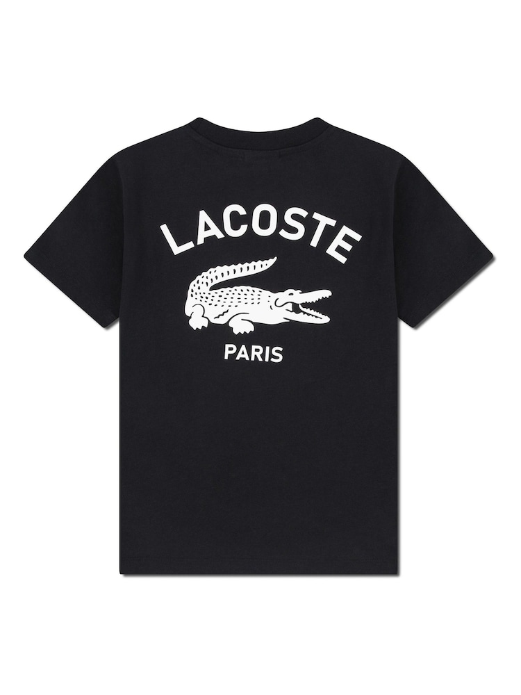 Lacoste Black Graphic Core Logo T-Shirt With Back Print - Image 2 of 2