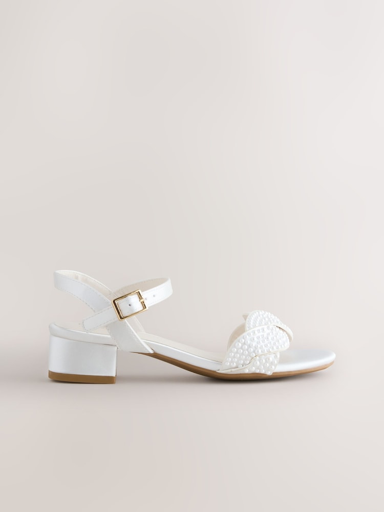 White Pearl Effect Heeled Sandals - Image 2 of 5