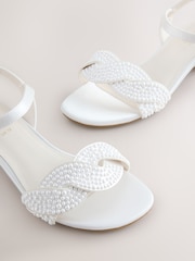 White Pearl Effect Heeled Sandals - Image 4 of 5