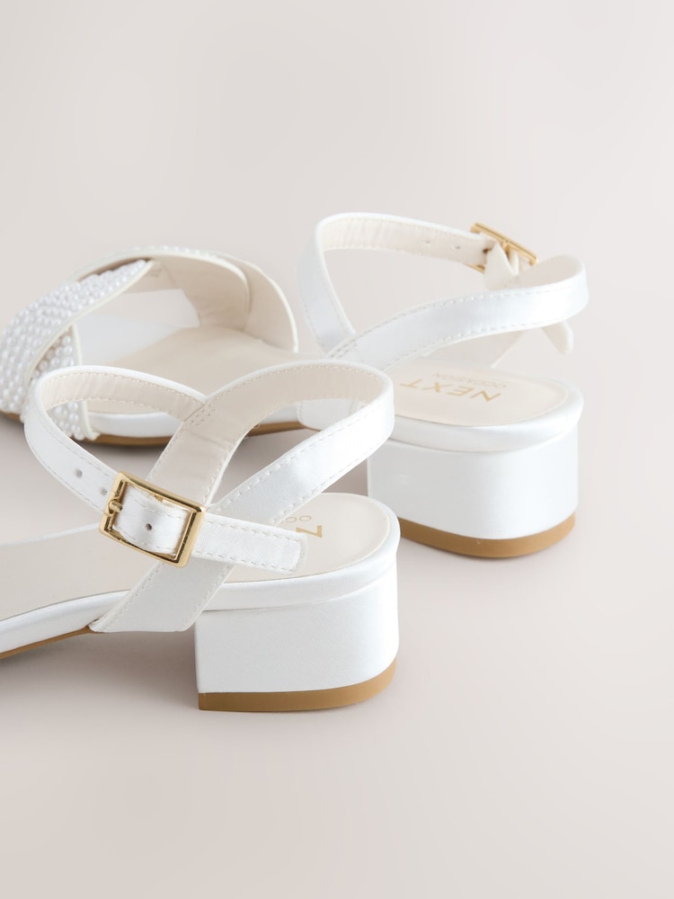 White Pearl Effect Heeled Sandals - Image 5 of 5