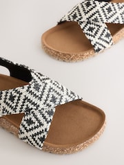 Black/White Woven Geo Cross Strap Sandals - Image 2 of 5