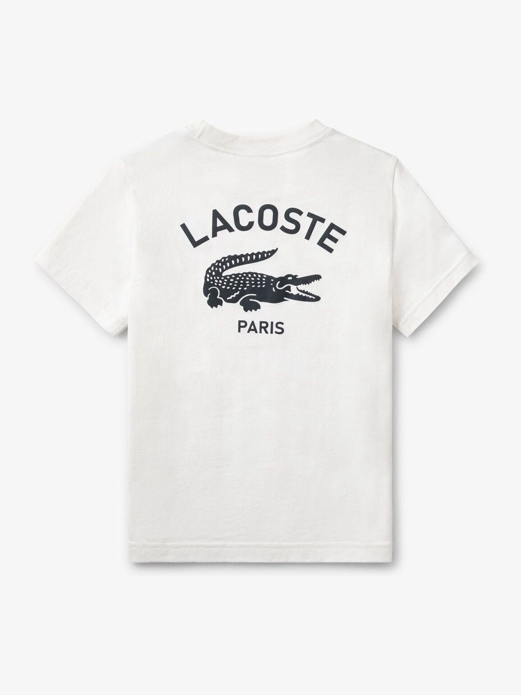 Buy Lacoste White Graphic Core Logo T-Shirt With Back Print from