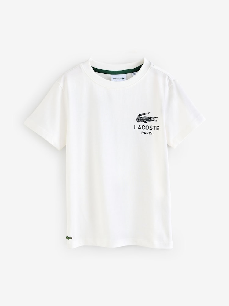 Lacoste White Graphic Core Logo T-Shirt With Back Print - Image 1 of 1