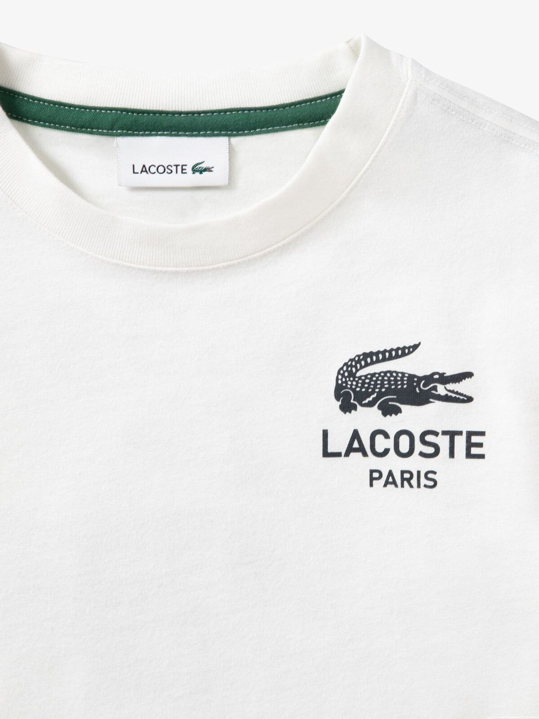 Buy Lacoste White Graphic Core Logo T-Shirt With Back Print from