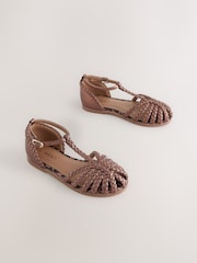 Bronze Metallic Plaited Fisherman Sandals - Image 1 of 5