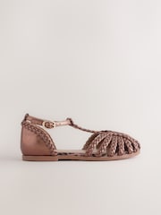 Bronze Metallic Plaited Fisherman Sandals - Image 2 of 5