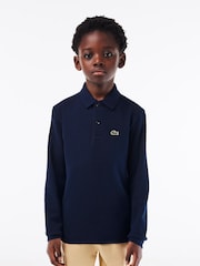 Lacoste Blue Long Sleeve Piqué Logo Polo Shirt - Image 1 of 7