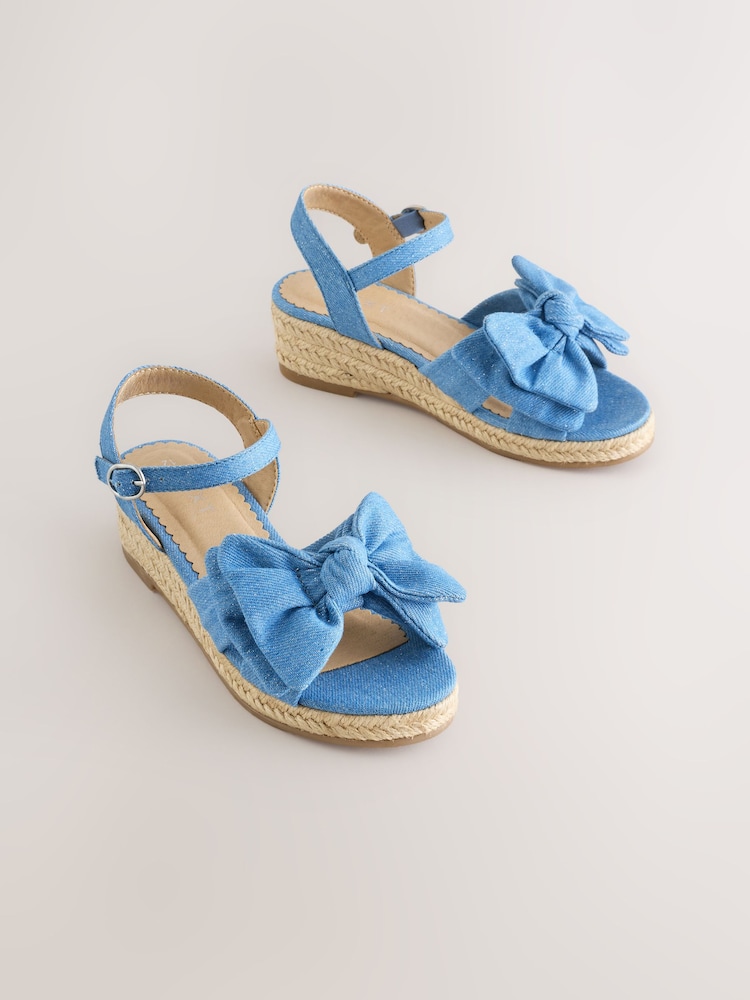 ブルー - リボン付き ウェッジサンダル - 画像 1 / 5 ブルー - リボン付き ウェッジサンダル - 画像 1 / 5