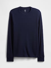 Gap Navy Blue Waffle Knit Crew Neck T-Shirt - Image 4 of 4