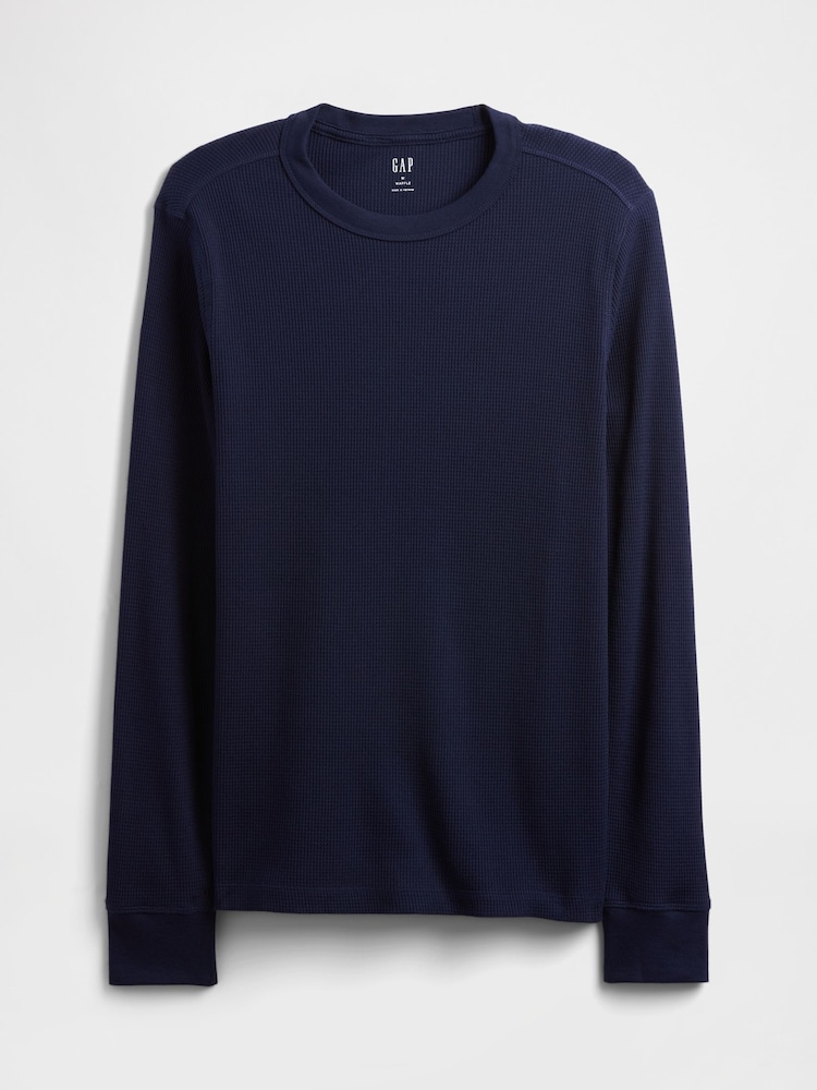 Gap Navy Blue Waffle Knit Crew Neck T-Shirt - Image 4 of 4