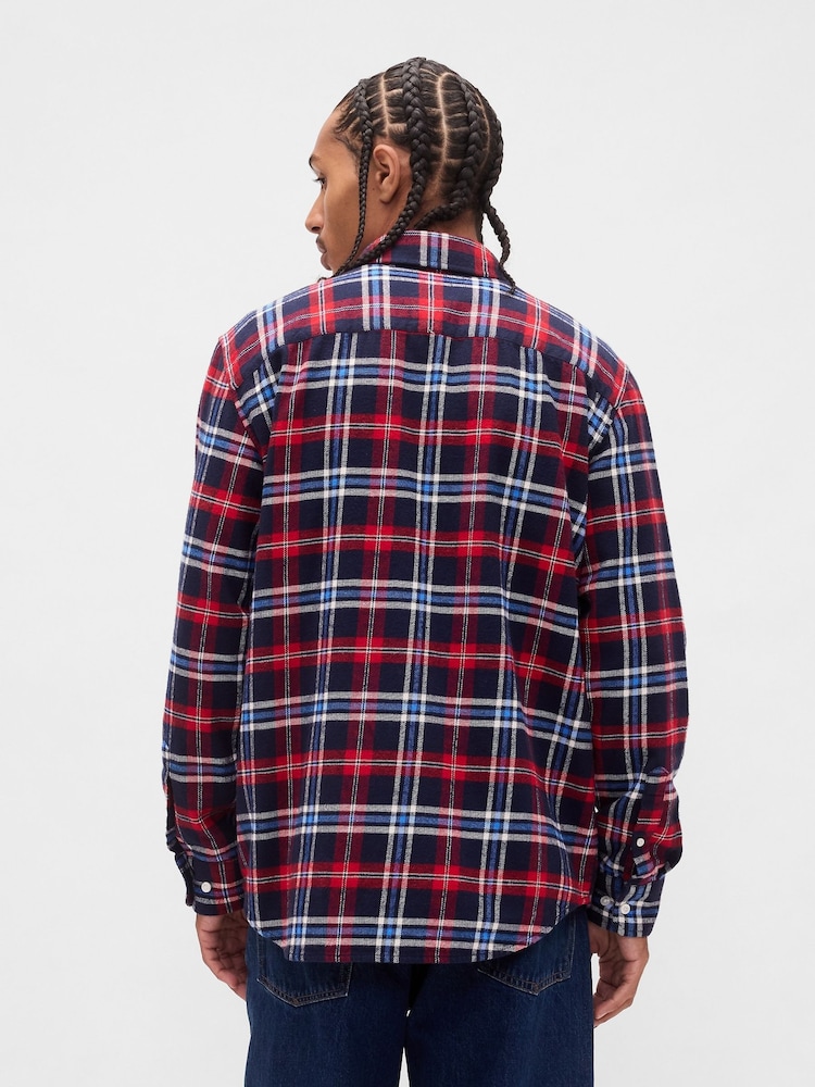 Gap Blue Cotton Relaxed Flannel Shirt - Image 2 of 4