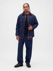 Gap Blue Cotton Relaxed Flannel Shirt - Image 3 of 4