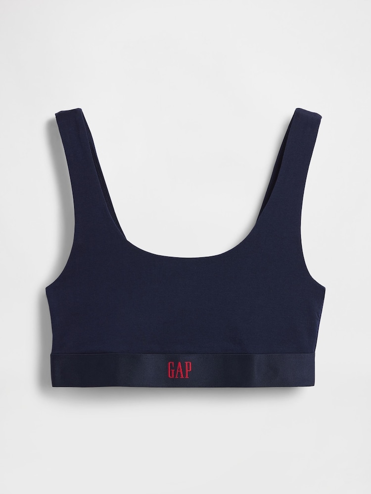 Gap Navy Blue Stretch Cotton Logo Bralette - Image 1 of 1