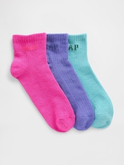 Gap Aqua/Pink Logo Quarter Crew Socks 3 Pack - Image 1 of 1