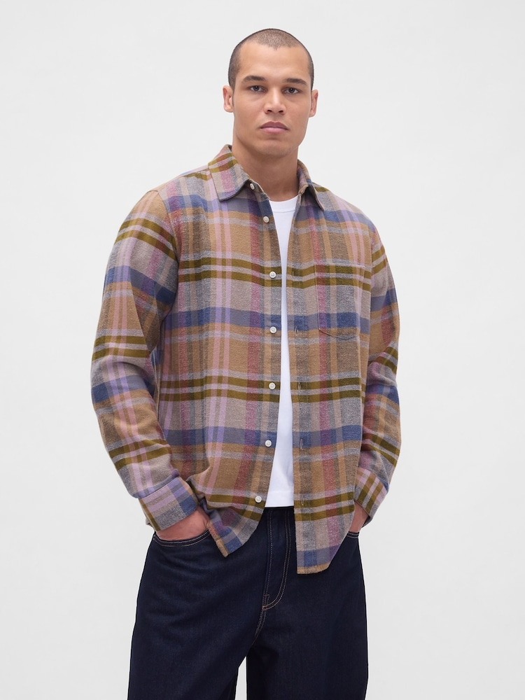 Gap Multi Cotton Relaxed Flannel Shirt - Image 1 of 4