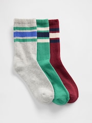 Gap Multi Varsity Slouchy Crew Socks 3-Pack - Image 1 of 1
