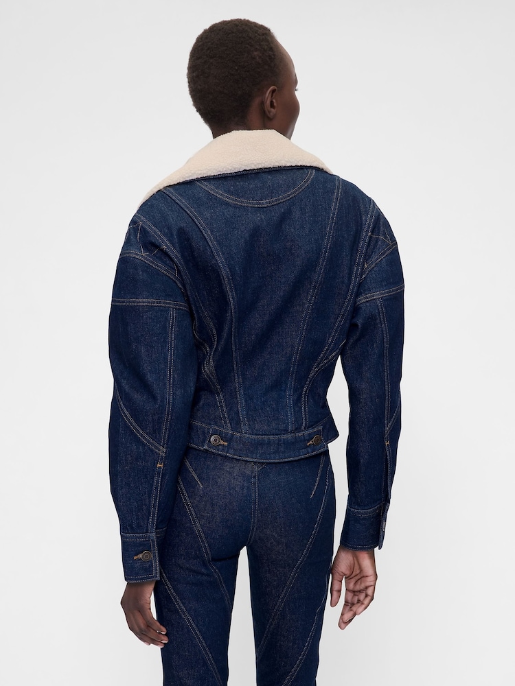 Gap GapStudio Dark Wash Blue Seamed Icon Denim Jacket - Image 2 of 6 Gap GapStudio Dark Wash Blue Seamed Icon Denim Jacket - Image 2 of 6