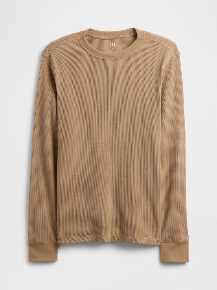 Gap Brown Waffle Knit Crew Neck T-Shirt - Image 4 of 4