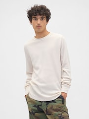 Gap White Waffle Knit Crew Neck T-Shirt - Image 1 of 4