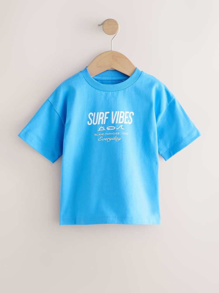 Blue/Navy/Green/Red/White Small Short Sleeve Graphic T-Shirts 5 Pack (3mths-7yrs) - Image 2 of 9