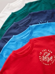 Blue/Navy/Green/Red/White Small Short Sleeve Graphic T-Shirts 5 Pack (3mths-7yrs) - Image 8 of 9