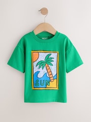 Green/Yellow Stamps Short Sleeve Graphic T-Shirts 4 Pack (3mths-7yrs) - Image 2 of 8