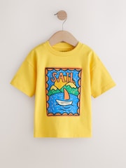 Green/Yellow Stamps Short Sleeve Graphic T-Shirts 4 Pack (3mths-7yrs) - Image 3 of 8