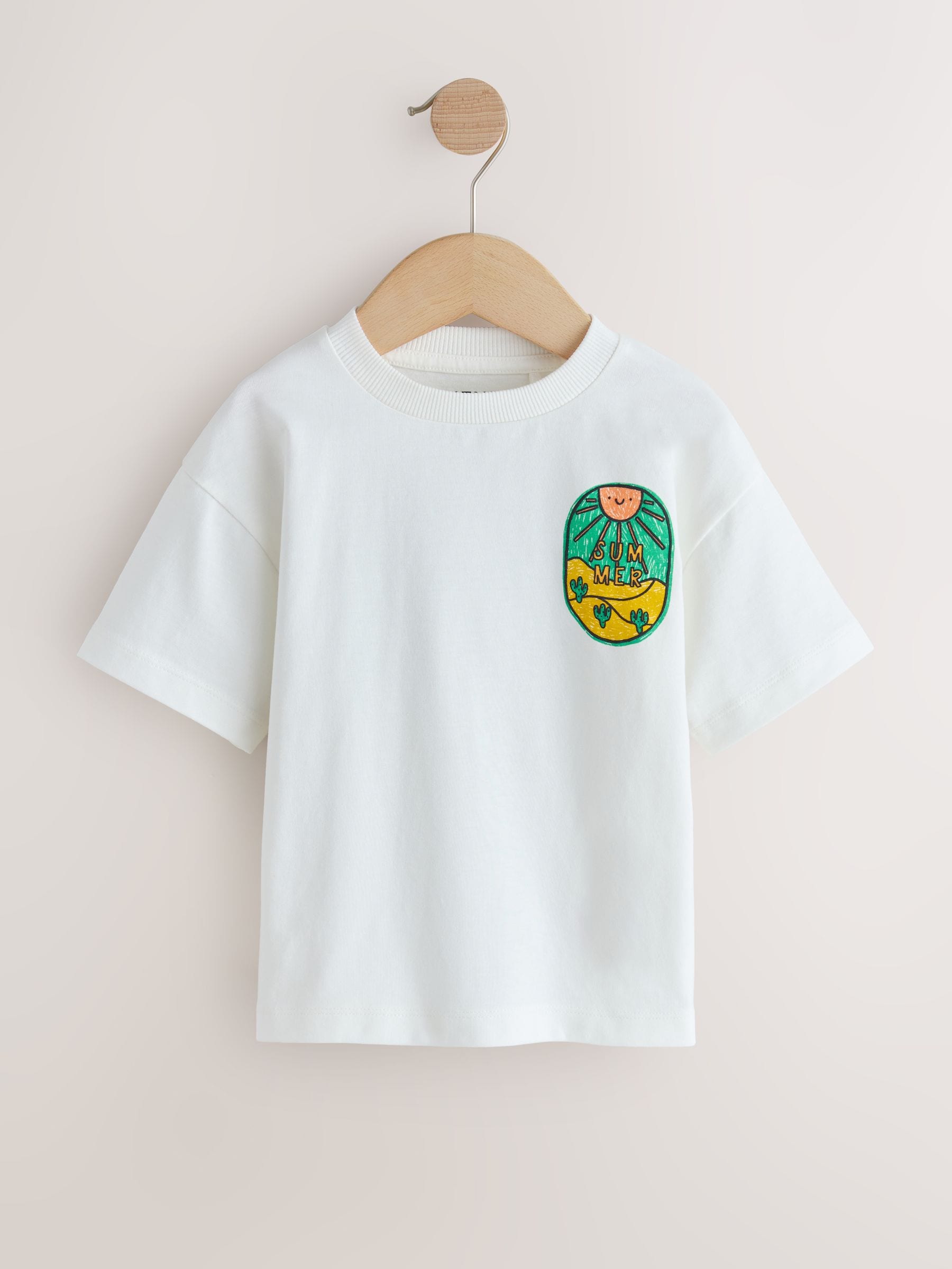 Next：日本 グリーン/イエロー スタンプ - 半袖 グラフィック Tシャツ