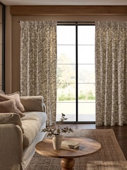 Natural Collection Luxe Floral Embroidered Pencil Pleat Lined Curtains - Image 2 of 5