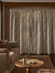 Natural Collection Luxe Floral Embroidered Pencil Pleat Lined Curtains - Image 3 of 5