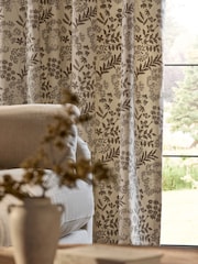 Natural Collection Luxe Floral Embroidered Pencil Pleat Lined Curtains - Image 4 of 5