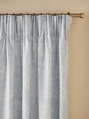 Blue Toile Print Touch Of Linen Pencil Pleat Lined Curtains - Image 1 of 5