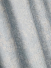 Blue Toile Print Touch Of Linen Pencil Pleat Lined Curtains - Image 5 of 5