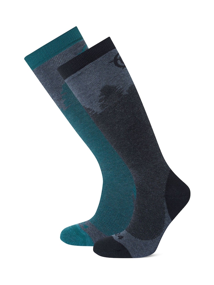 Tog 24 Black Mens Aprica Ski Socks 2 Pack - Image 1 of 2
