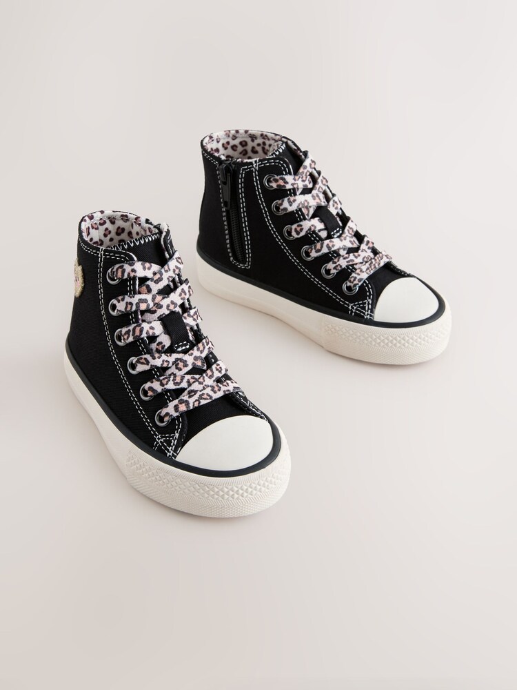 Black/Animal Wide Fit (G) High Top Trainers - Image 1 of 6