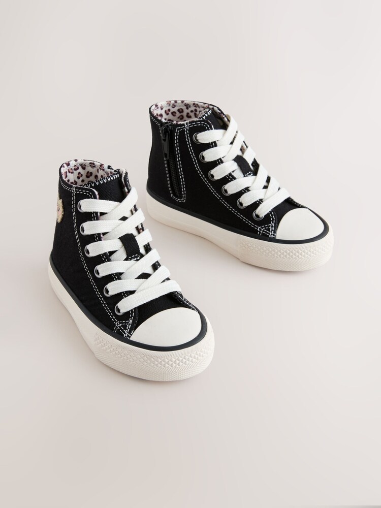 Black/Animal Wide Fit (G) High Top Trainers - Image 2 of 6
