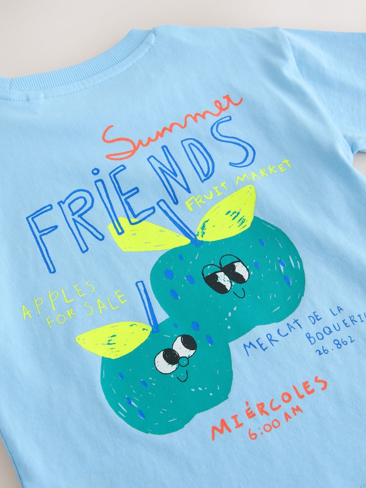 Blue Apple Short Sleeve Back Print T-Shirt and Shorts Set (3mths-7yrs) - Image 10 of 10