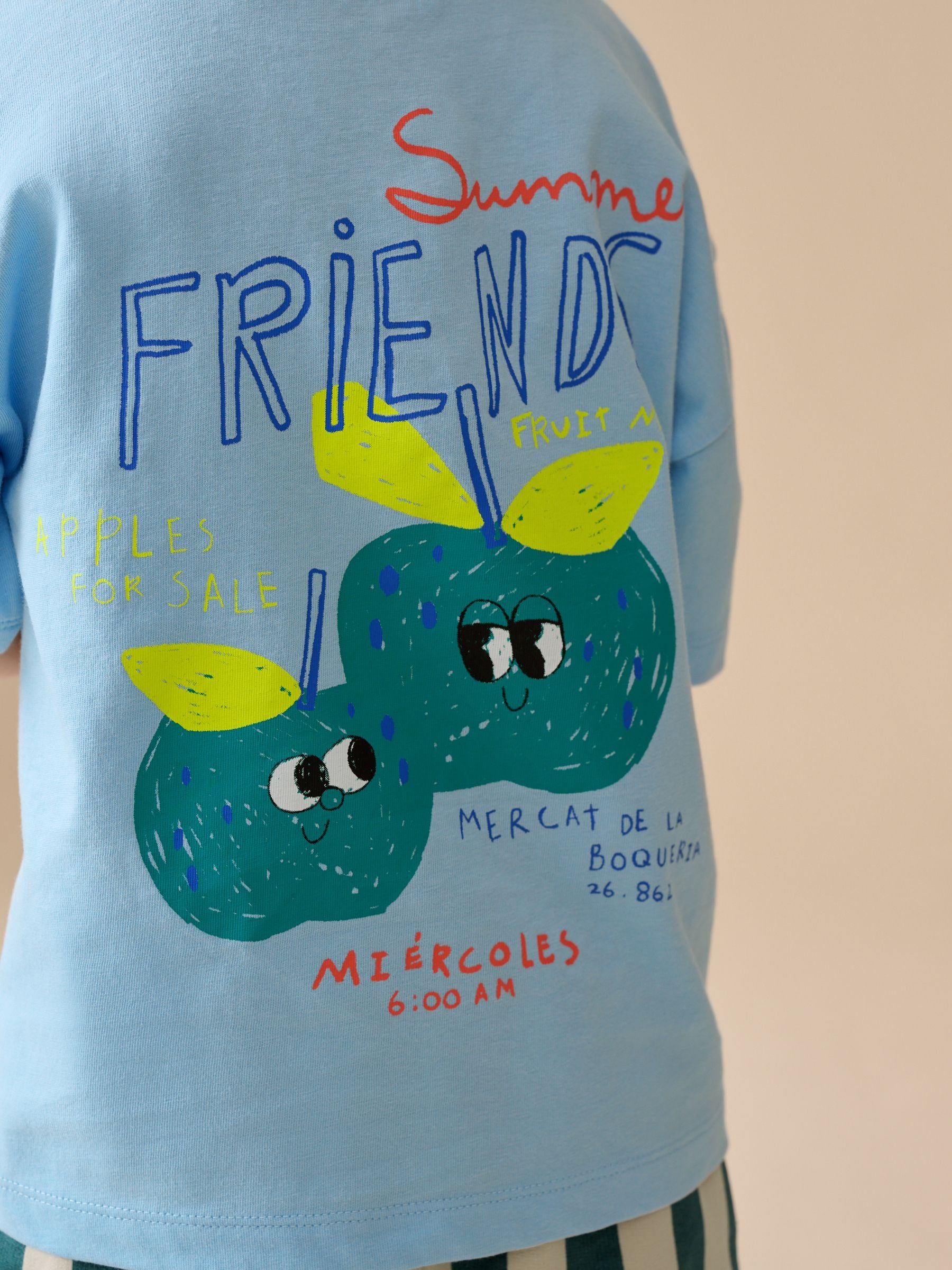 Buy Blue Apple Short Sleeve Back Print T-Shirt and Shorts Set