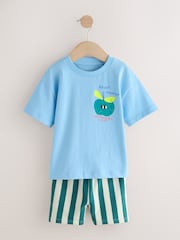 Blue Apple Short Sleeve Back Print T-Shirt and Shorts Set (3mths-7yrs) - Image 5 of 10