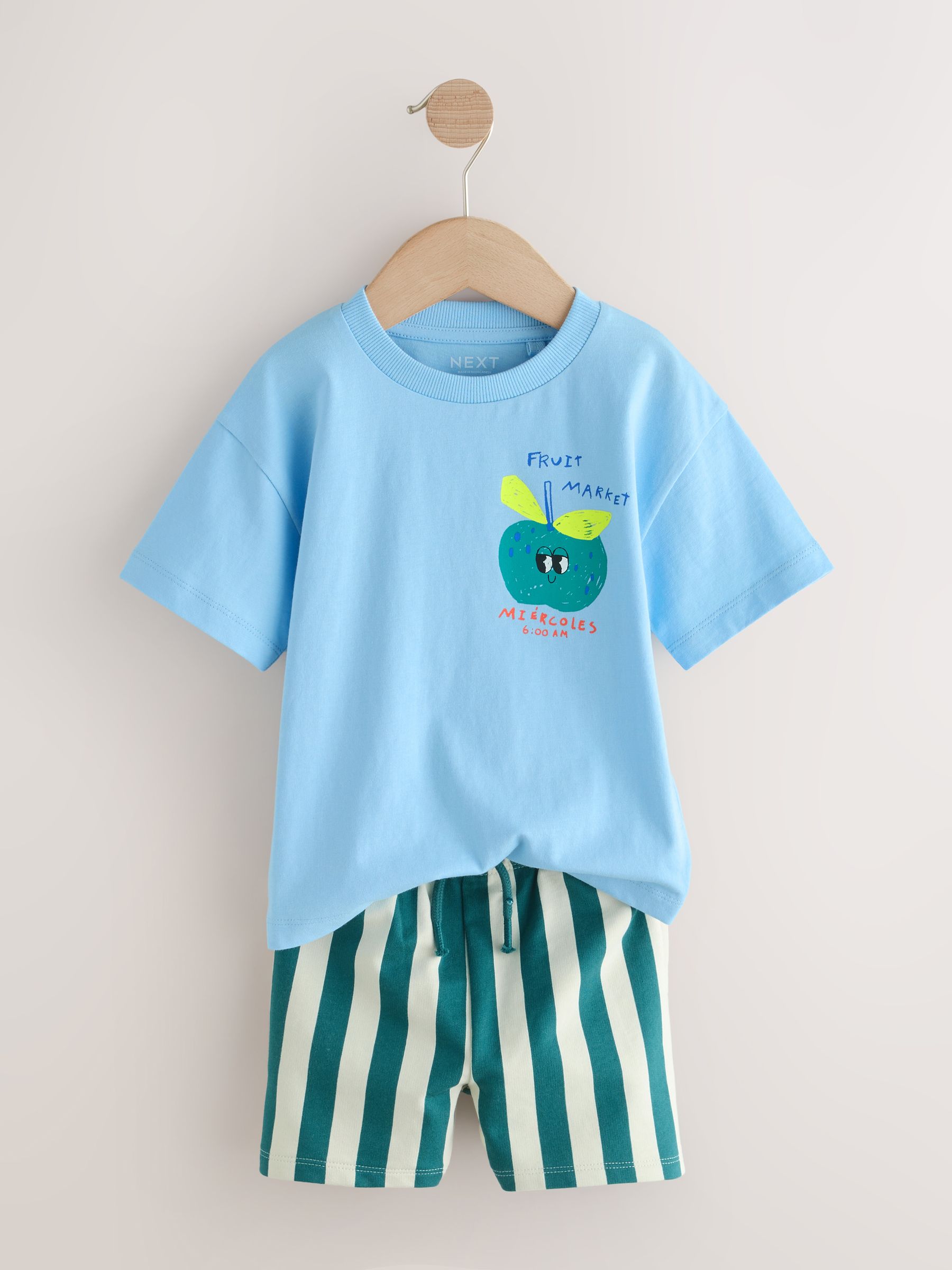 Buy Blue Apple Short Sleeve Back Print T-Shirt and Shorts Set