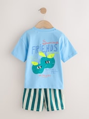 Blue Apple Short Sleeve Back Print T-Shirt and Shorts Set (3mths-7yrs) - Image 7 of 10