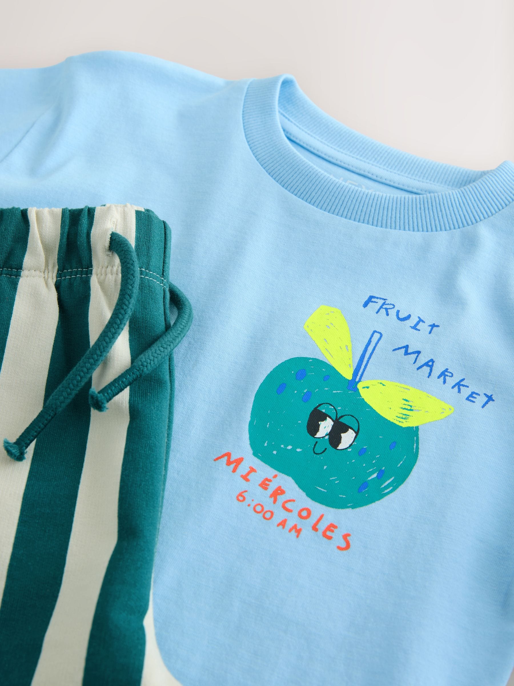 Buy Blue Apple Short Sleeve Back Print T-Shirt and Shorts Set