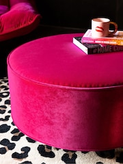 Rockett St George Luxe Needlecord Velvet Harrys Pink The Balls Large Stool - Image 4 of 5