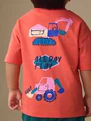 Coral Pink Digger - Ensemble T-shirt à manches courtes imprimé au dos et short (3mois-7ans) - Image 3 sur 5