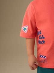 Coral Pink Digger - Ensemble T-shirt à manches courtes imprimé au dos et short (3mois-7ans) - Image 4 sur 5