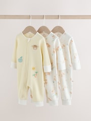 Cream Hamish Two Way Zip Baby Sleepsuits 3 Pack (0mths-3yrs) - Image 1 of 12