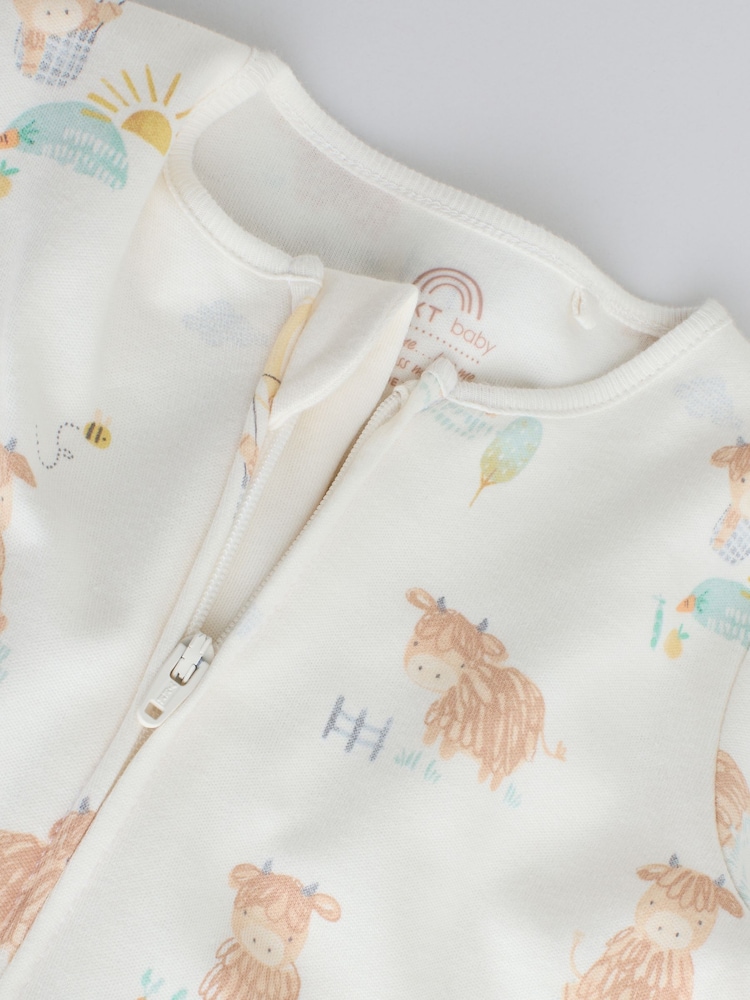Cream Hamish Two Way Zip Baby Sleepsuits 3 Pack (0mths-3yrs) - Image 12 of 12