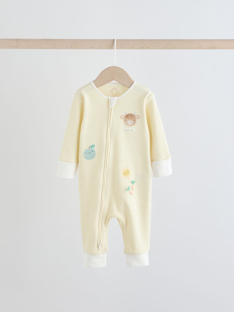 Cream Hamish Two Way Zip Baby Sleepsuits 3 Pack (0mths-3yrs) - Image 2 of 12