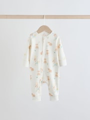 Cream Hamish Two Way Zip Baby Sleepsuits 3 Pack (0mths-3yrs) - Image 3 of 12